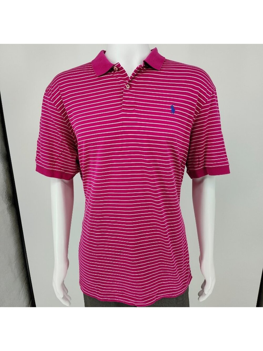 Polo Golf Ralph Lauren Pro Fit  100% Pima Cotton Pink Striped Polo (2XL)